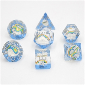 Clear Blue Rainbow Cloud - Resin Terninger - Rollespilsterninger - Epic Dwarf Dice